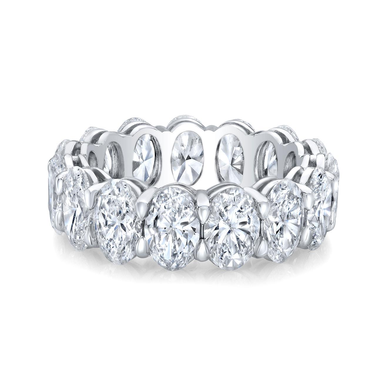 Eternity Band in Platinum with GIA certified G-H/SI1-SI2 Oval Diamonds. D7.56ct. In New Condition For Sale In Los Angeles, CA