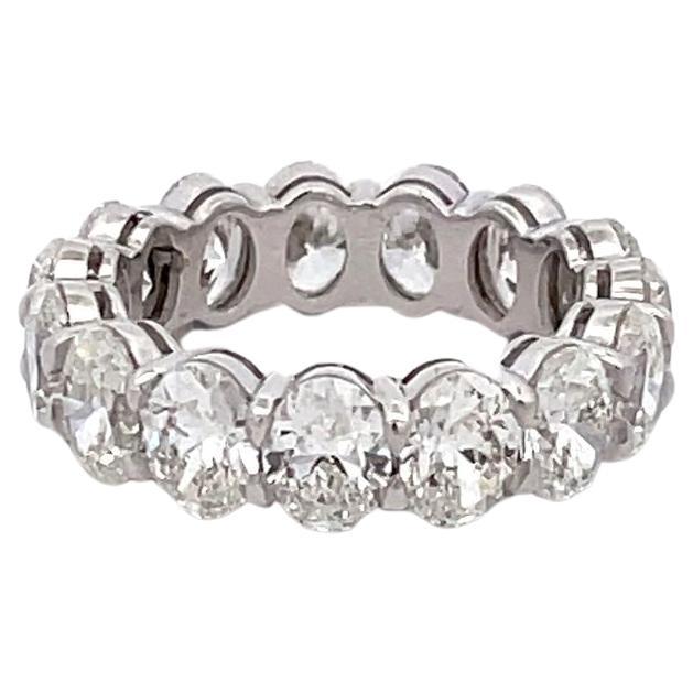 Eternity Band in Platinum with GIA certified G-H/VS1-SI1 Oval Diamonds. D6.02ct. For Sale
