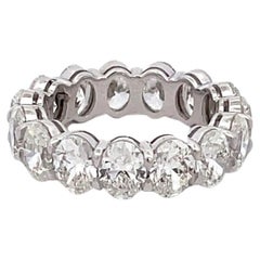 Eternity Band in Platinum with GIA certified G-H/VS1-SI1 Oval Diamonds. D6.02ct.
