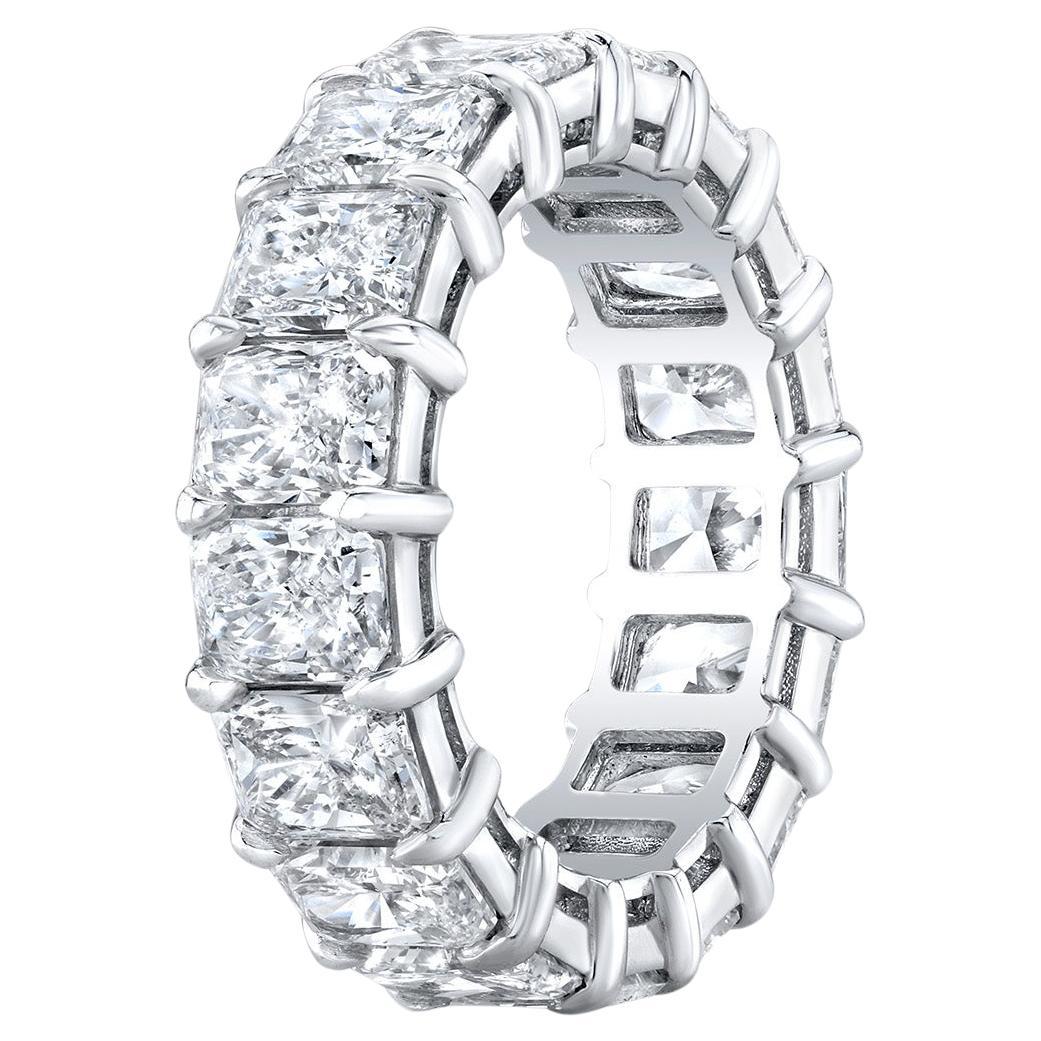 Eternity Band in Platinum with GIA F-H/SI1-SI2 Radiant Diamonds. D10.60ct.t.w. For Sale