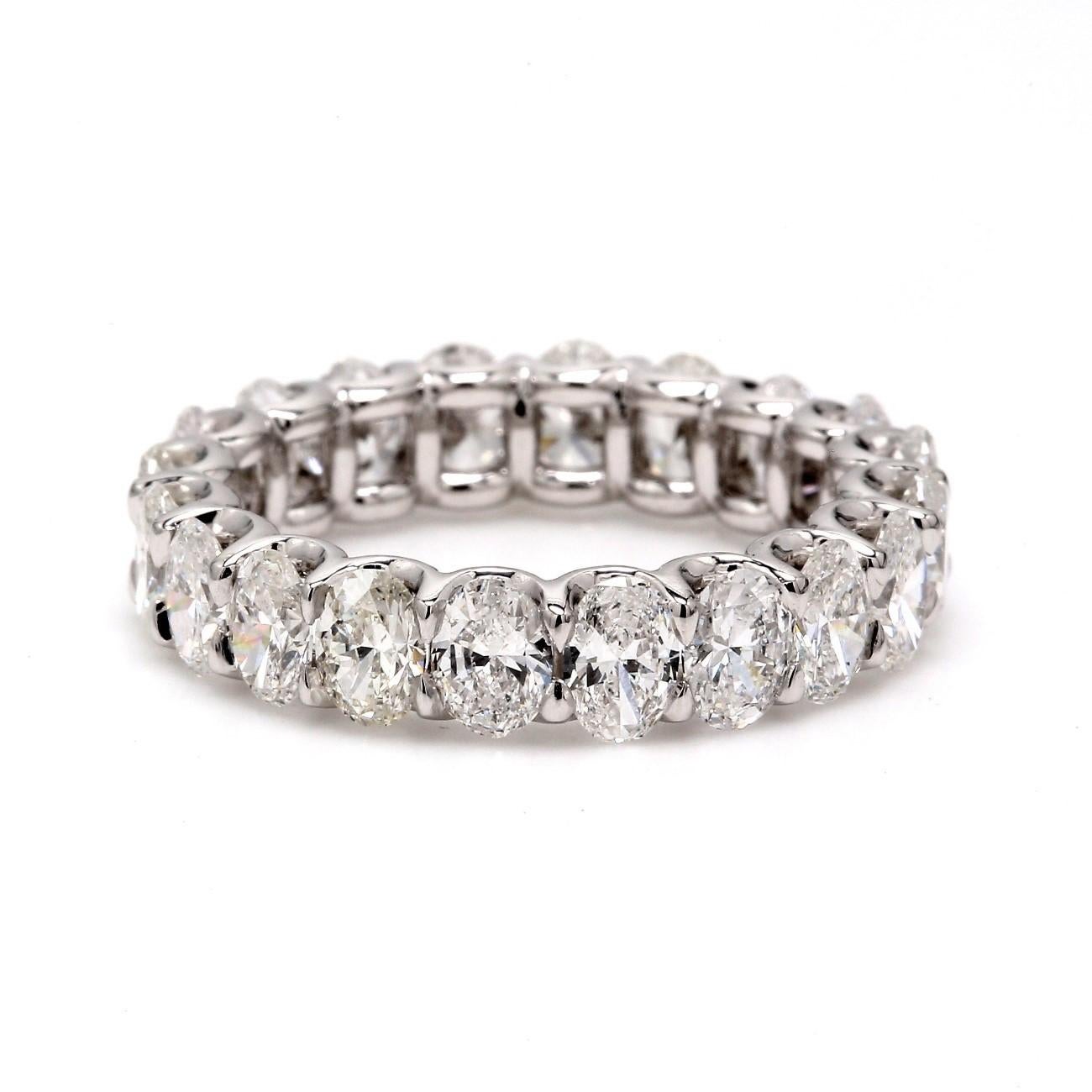 Women's Eternity Band in Platinum with Oval Cut Diamonds. D3.93ct.t.w. For Sale
