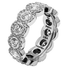 Eternity band in Platinum with Pave Halo around Rounds Stones
