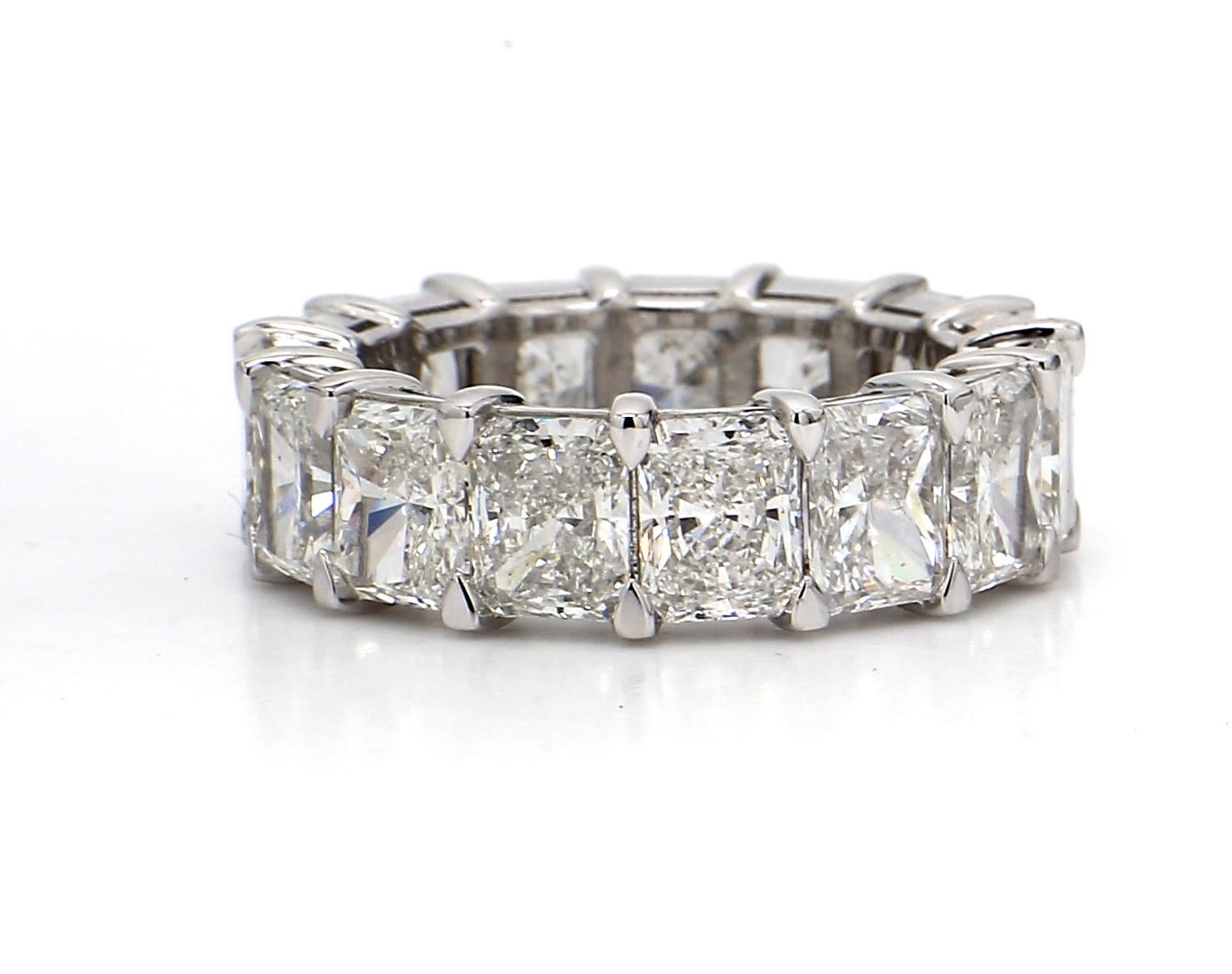 Eternity Band in Platinum with Radiant Cut Diamonds.  D11.11ct.t.w. In New Condition For Sale In Los Angeles, CA