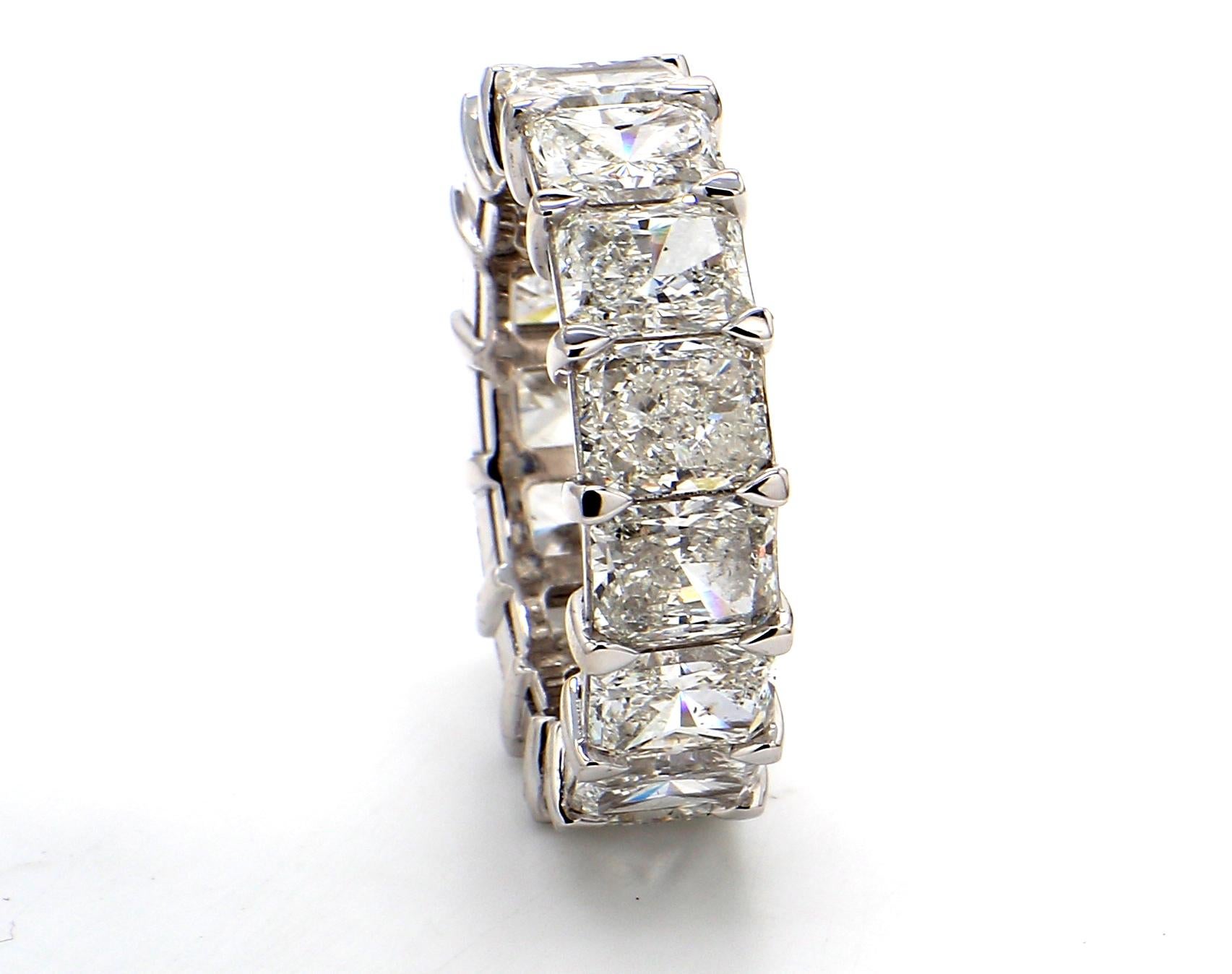 Women's Eternity Band in Platinum with Radiant Cut Diamonds.  D11.11ct.t.w. For Sale