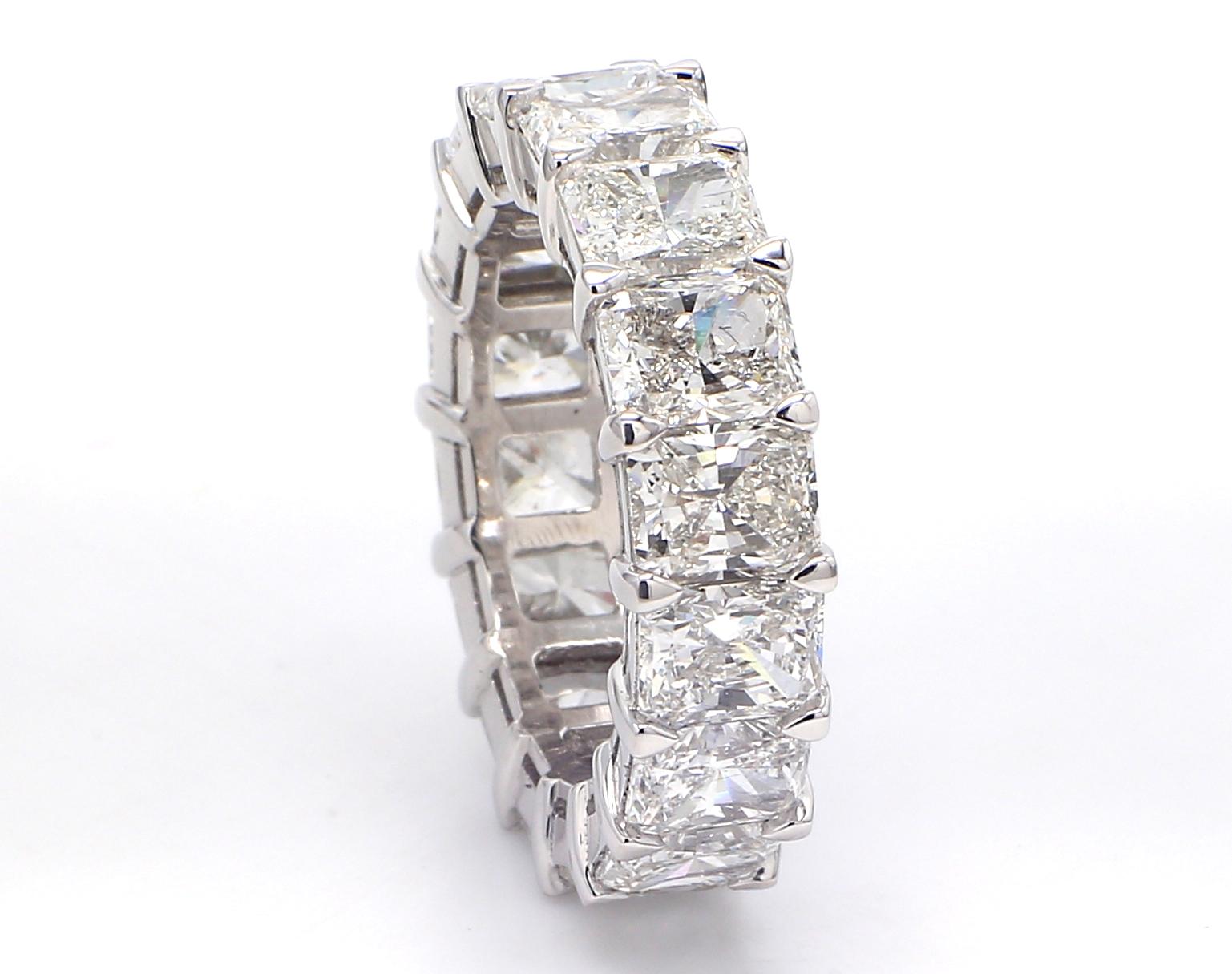 Eternity Band in Platinum with Radiant Cut Diamonds.  D11.57ct.t.w. In New Condition For Sale In Los Angeles, CA