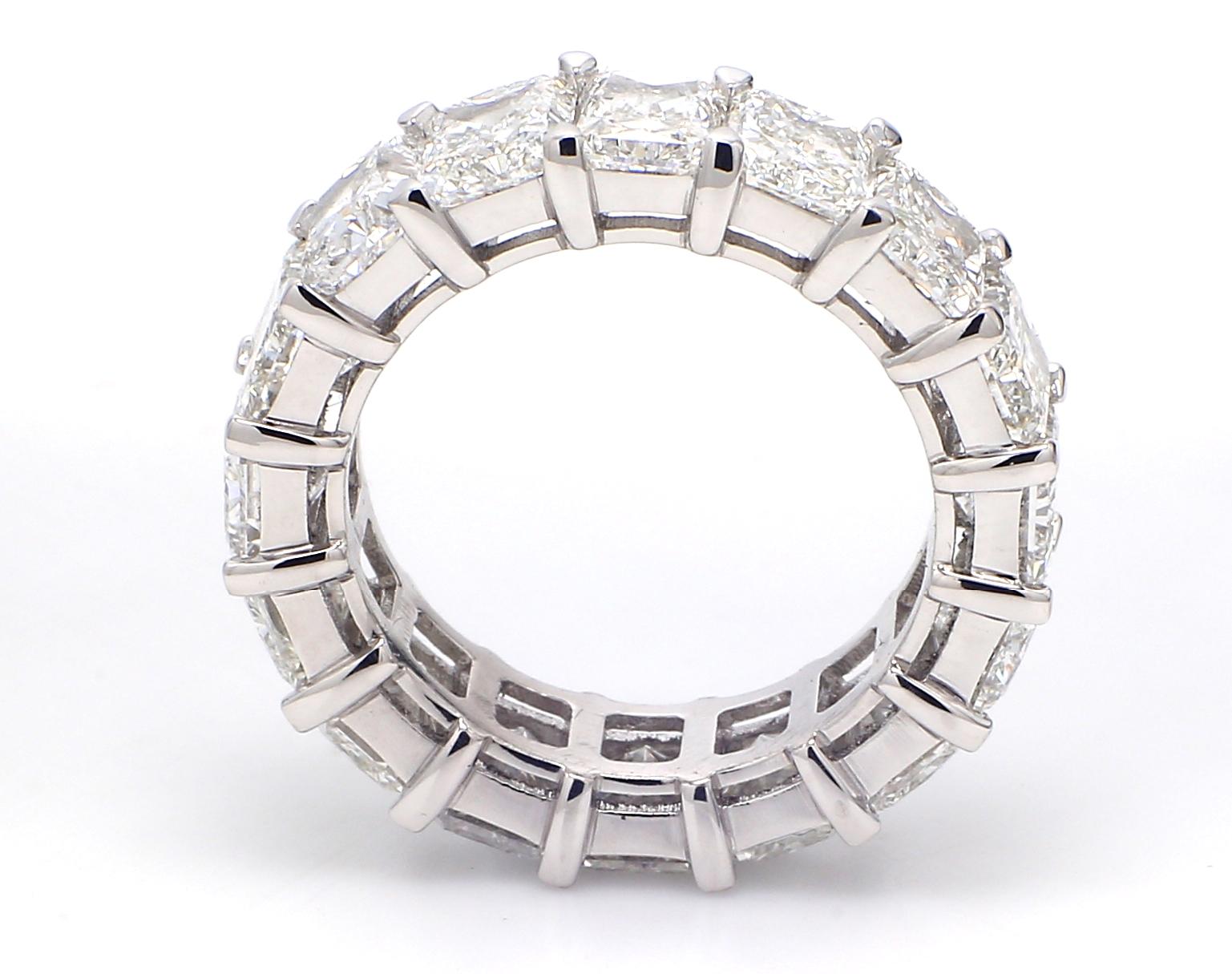Women's Eternity Band in Platinum with Radiant Cut Diamonds.  D11.57ct.t.w. For Sale