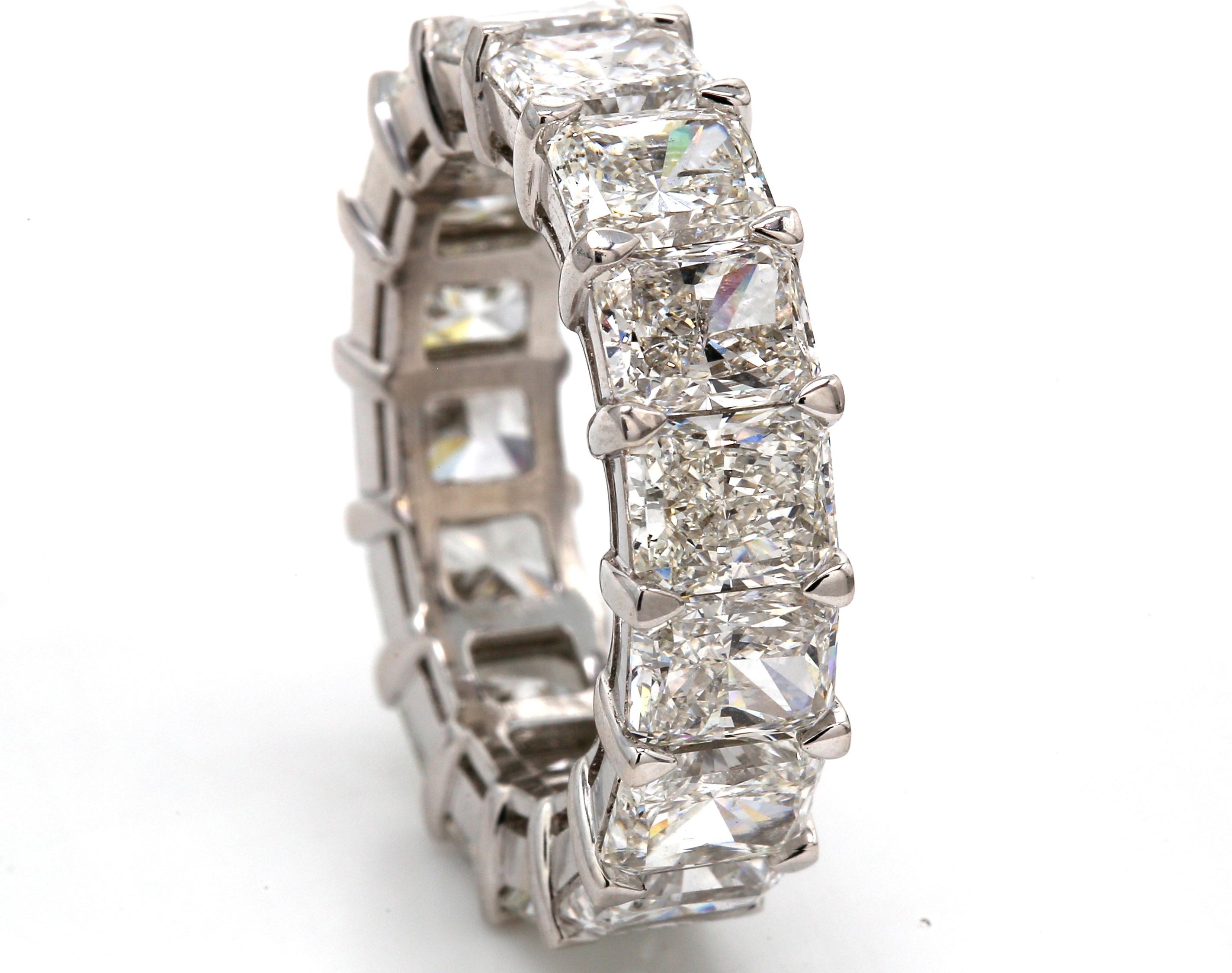 Eternity Band in Platinum with Radiant Cut Diamonds.  D11.57ct.t.w. For Sale 1