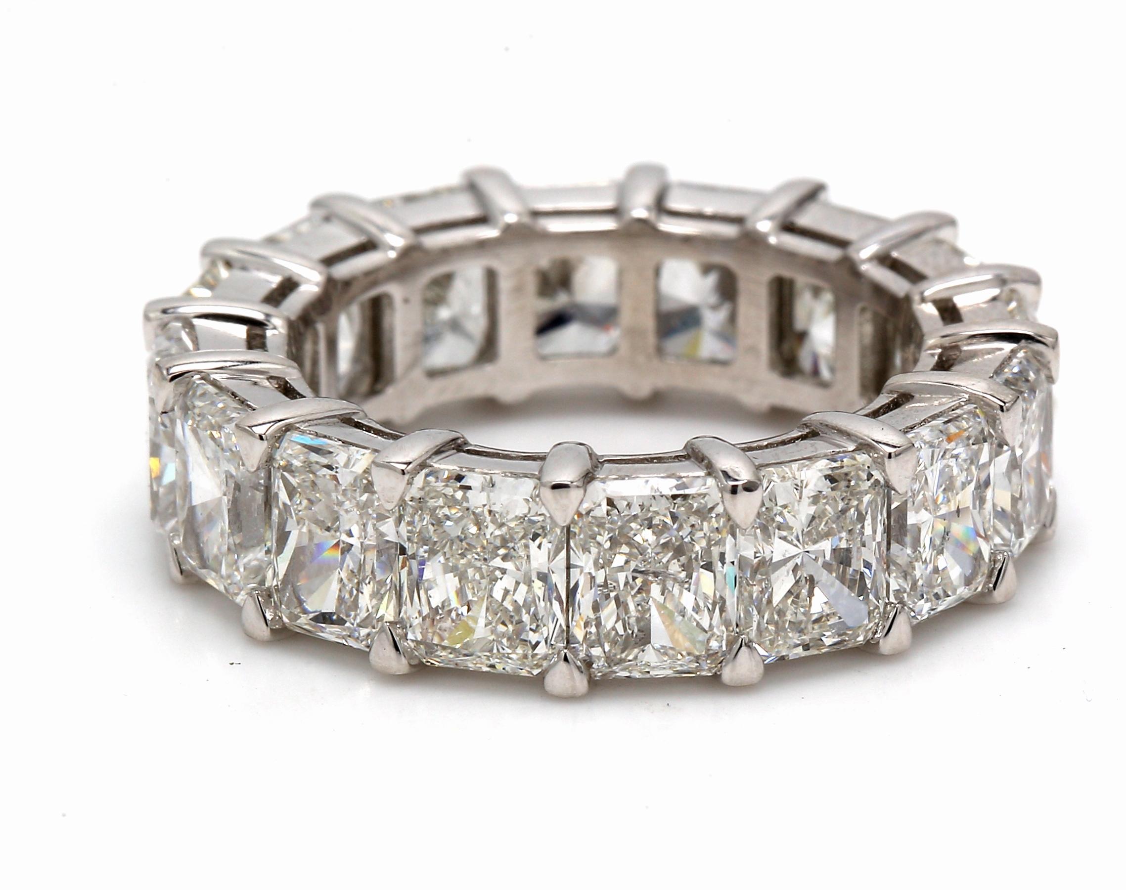 Eternity Band in Platinum with Radiant Cut Diamonds.  D11.57ct.t.w. For Sale 2