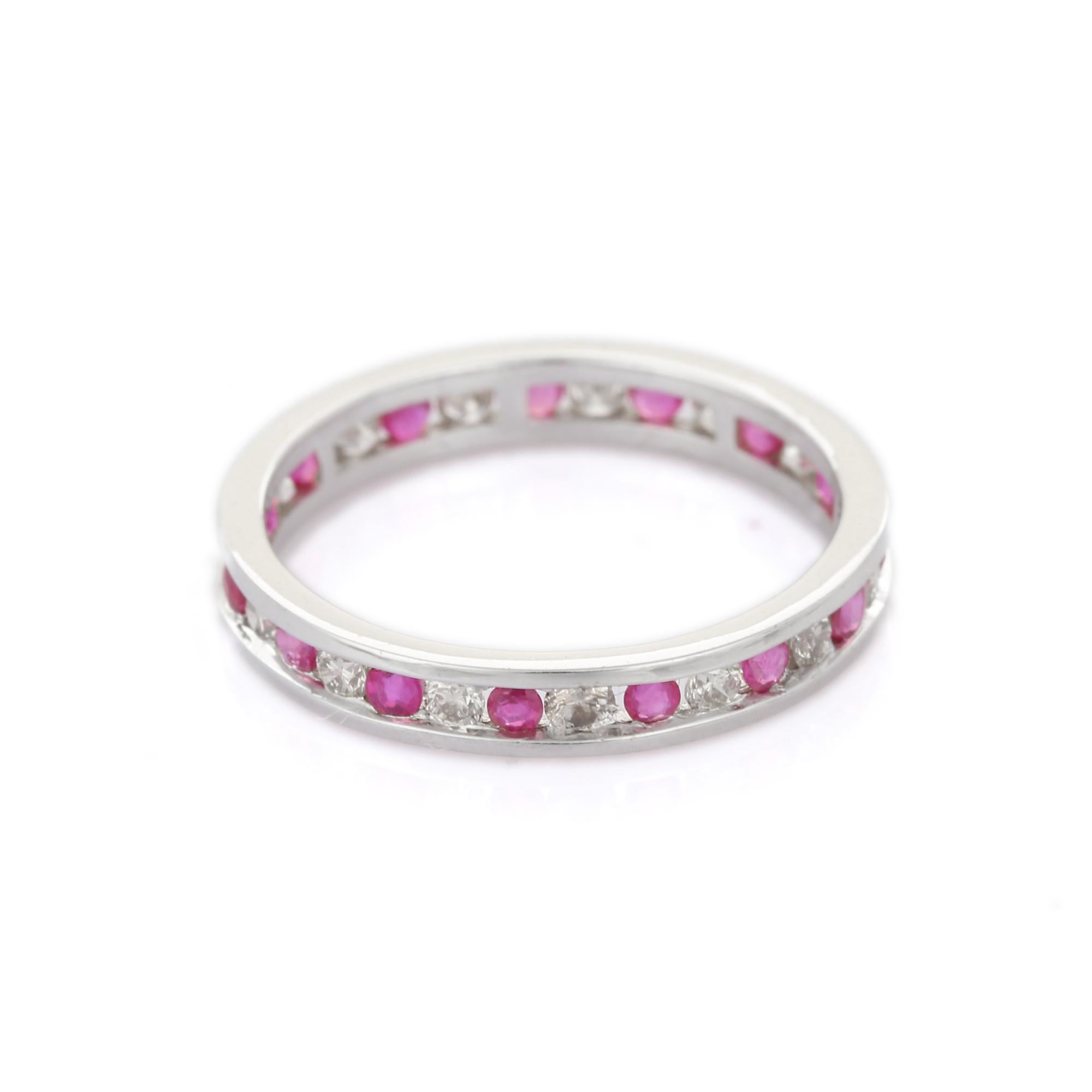 For Sale:  Eternity Band of Ruby and Diamond in 18 Karat White Gold  2