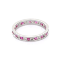 Full Eternity Band of Ruby and Diamond in 18 Karat White Gold Gift For Her