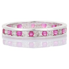 Eternity Band of Ruby and Diamond in 18 Karat White Gold 