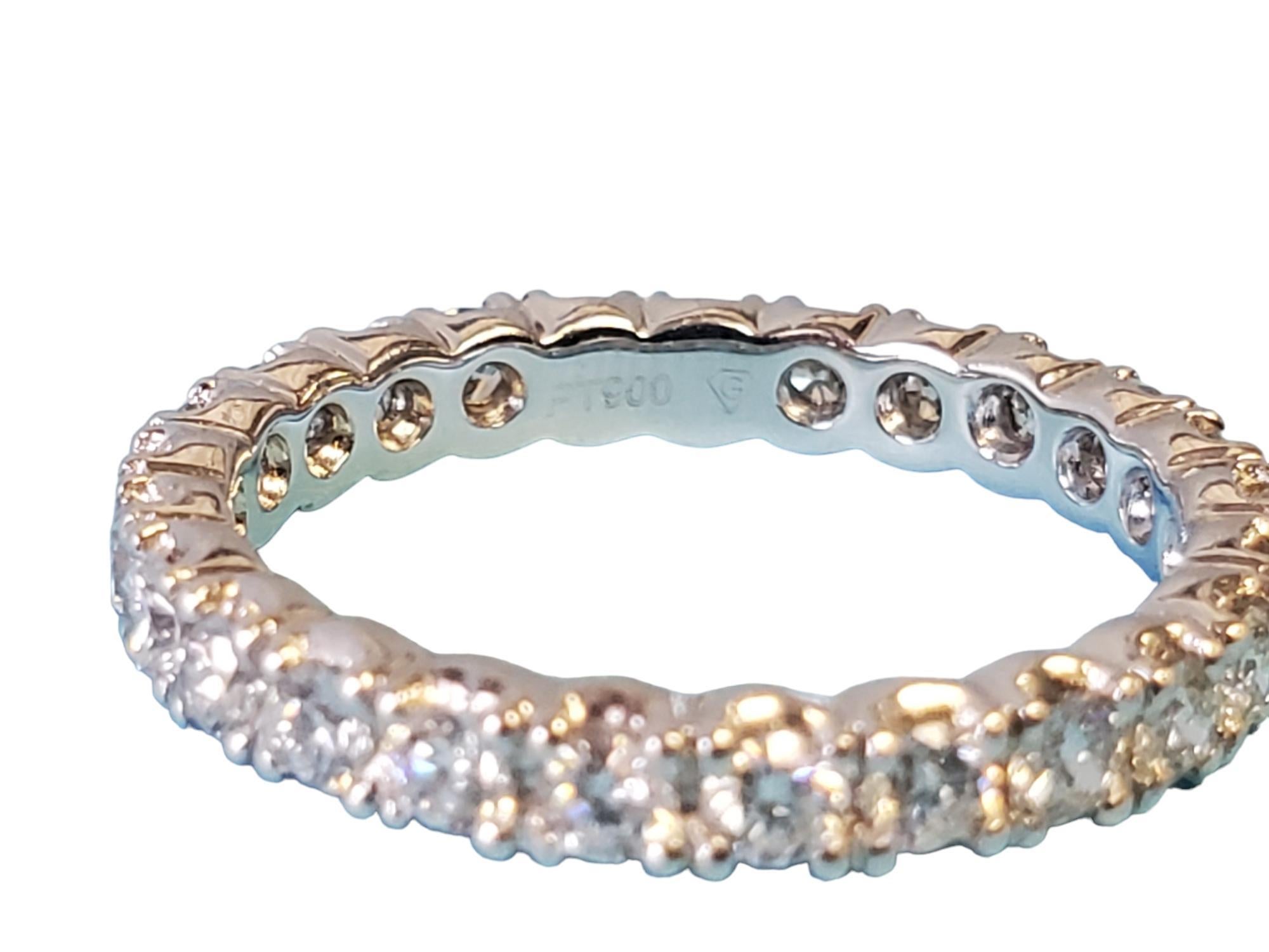 Modern Eternity Band Platinum Diamond 1.18tcw White VS Diamonds Unworn For Sale