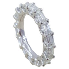 Eternity Band Ring 2 Carat Emerald Cut Diamonds