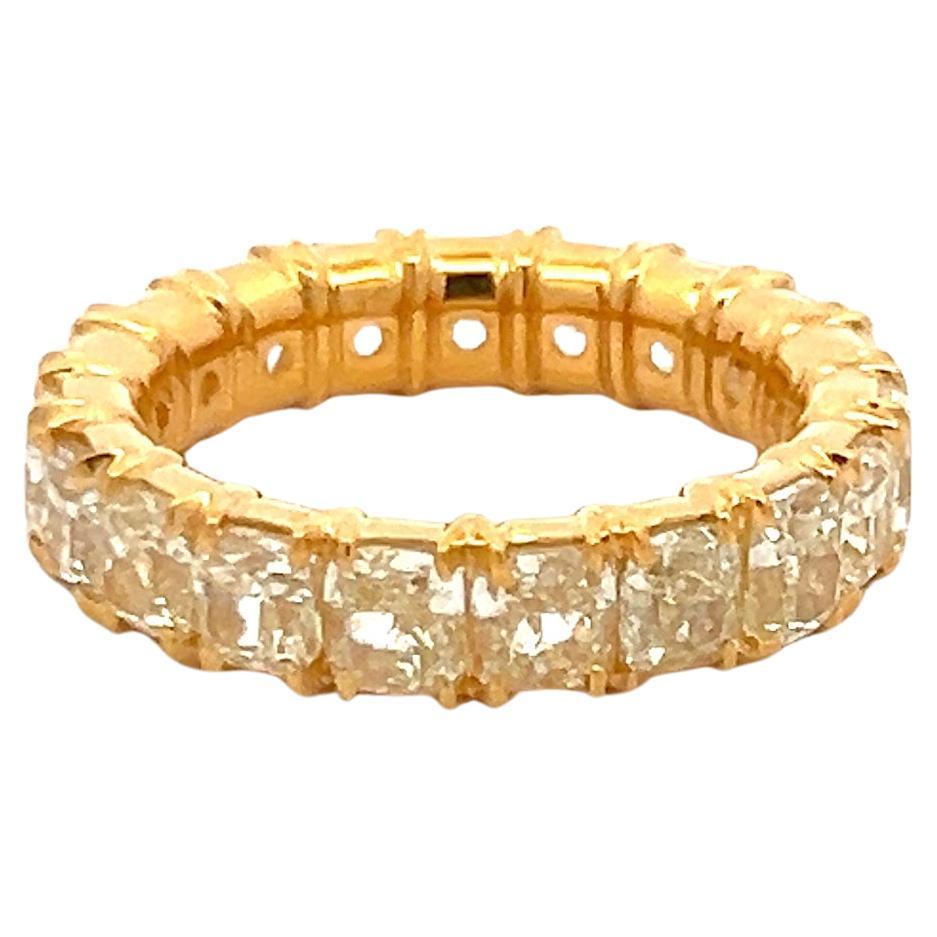 Eternity Band Ring 4.75 Carat Fancy Yellow Diamonds in 18K Yellow Gold Size 5.75