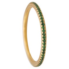 Ewiges Band Ringteiler aus 18Kt Gelbgold mit Vivid grünen Tsavoriten