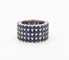 Eternity Band Ring in 14 Kt White Gold with 8.41 Ctw in Sapphires and Diamonds
