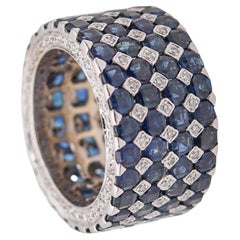 Eternity Band Ring In 14Kt White Gold With 8.41 Ctw In Sapphires And Diamonds