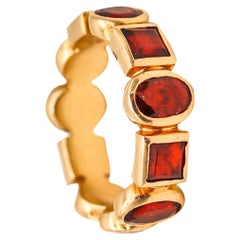 Eternity Band Ring in 14Kt Yellow Gold With 2.82 Cts In Mixed Cuts Red Garnets