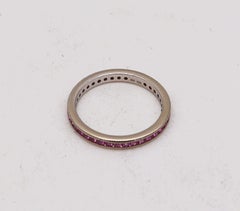 Eternity Band Ring in 18Kt White Gold with 1.02 Cts in Vivid Pink Sapphires