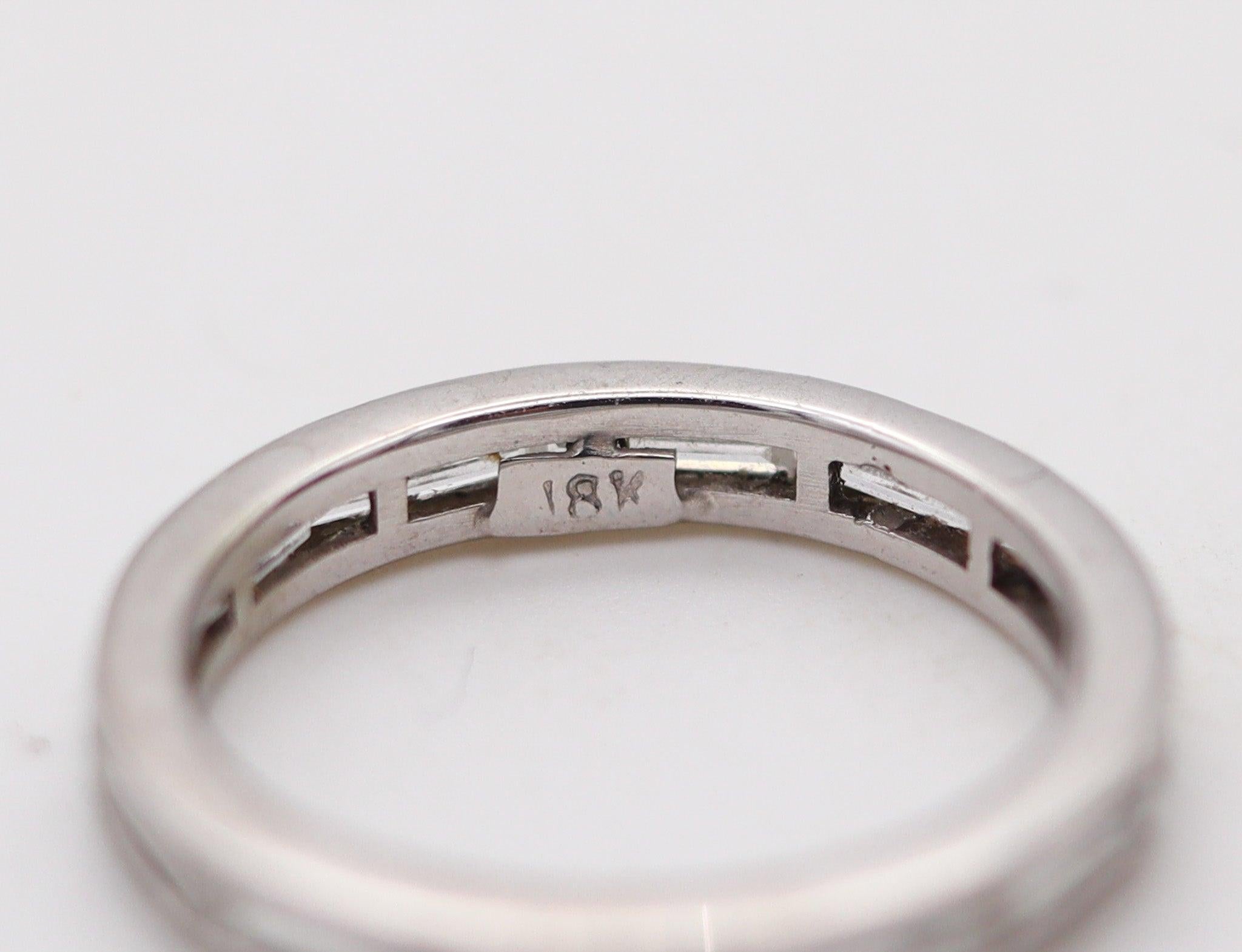 Modernist ETERNITY Band Ring In 18Kt White Gold With 1.20 Cts In Baguettes Diamond