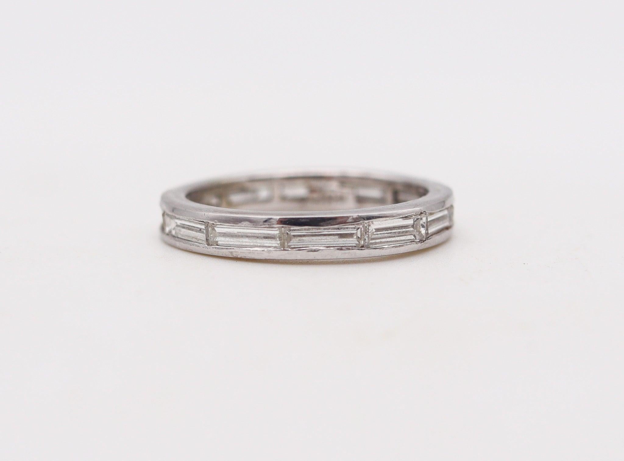 Baguette Cut ETERNITY Band Ring In 18Kt White Gold With 1.20 Cts In Baguettes Diamond