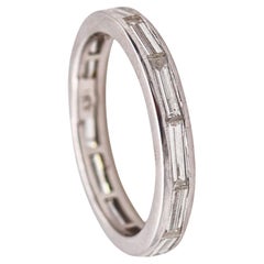 ETERNITY Band Ring In 18Kt White Gold With 1.20 Cts In Baguettes Diamond