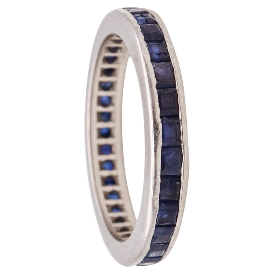 Eternity Band Ring In .950 Platinum With 1.01 Ct Of Natural Blue Sapphires For Sale