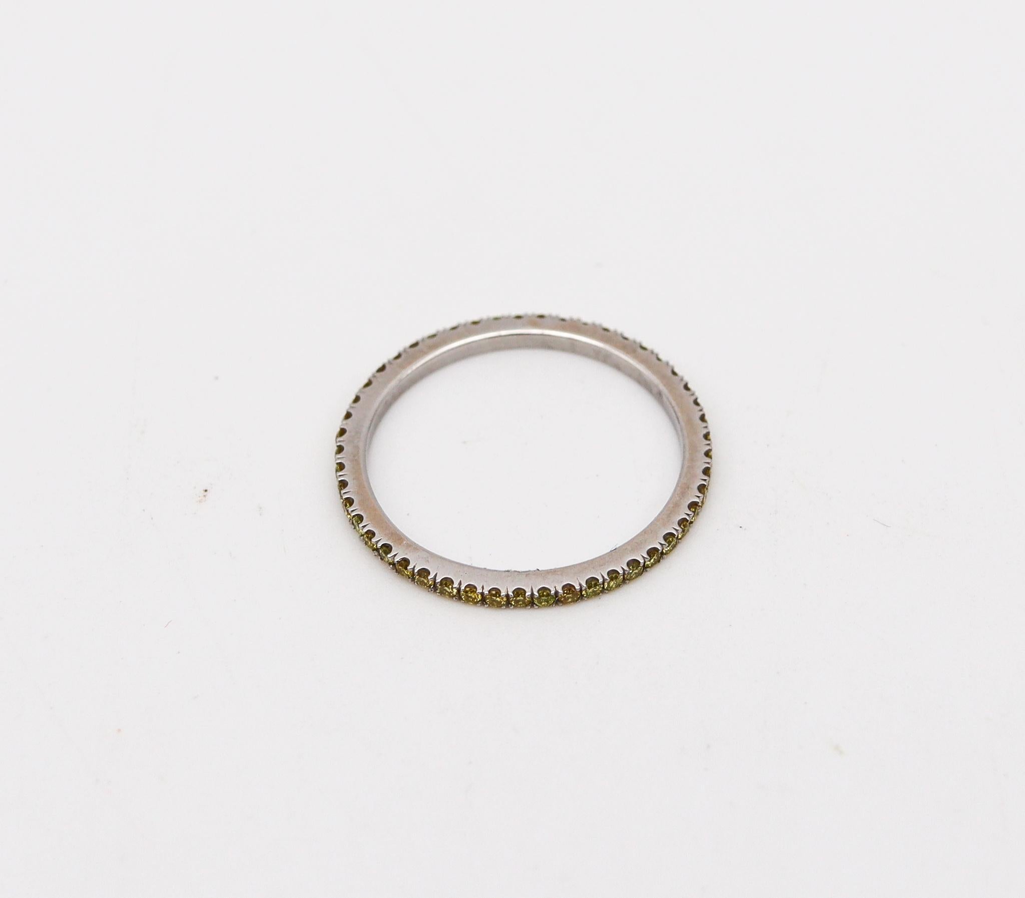 Contemporary Eternity Band Ring In .950 Platinum With 56 Natural Yellow Canary Diamonds For Sale