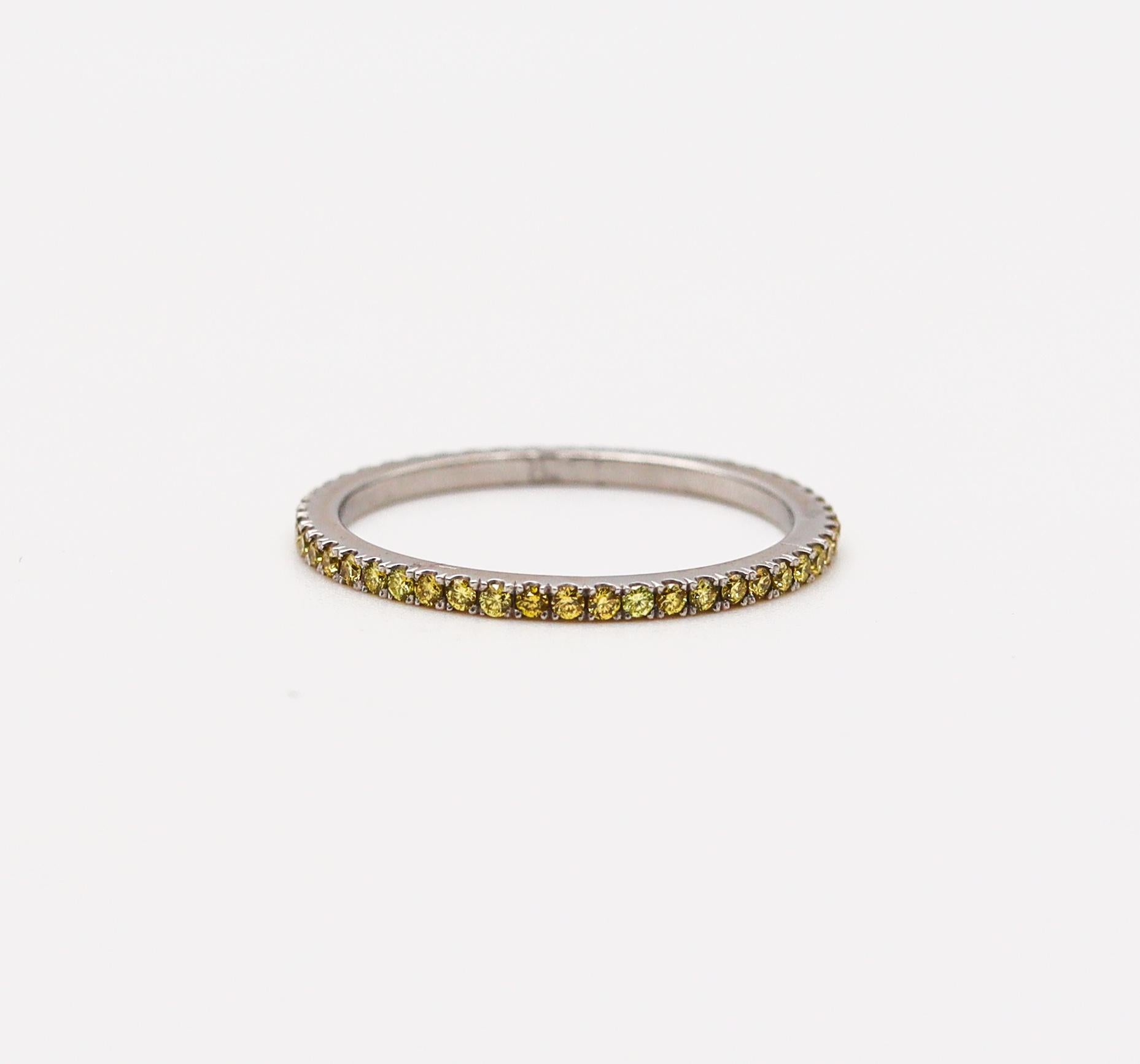 Eternity Band Ring In .950 Platinum With 56 Natural Yellow Canary Diamonds In Excellent Condition For Sale In Miami, FL