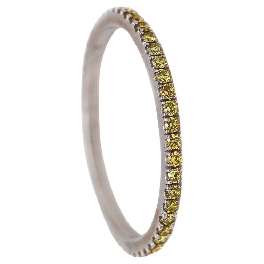 Eternity Band Ring In .950 Platinum With 56 Natural Yellow Canary Diamonds