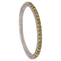 Eternity Band Ring In .950 Platinum With 56 Natural Yellow Canary Diamonds