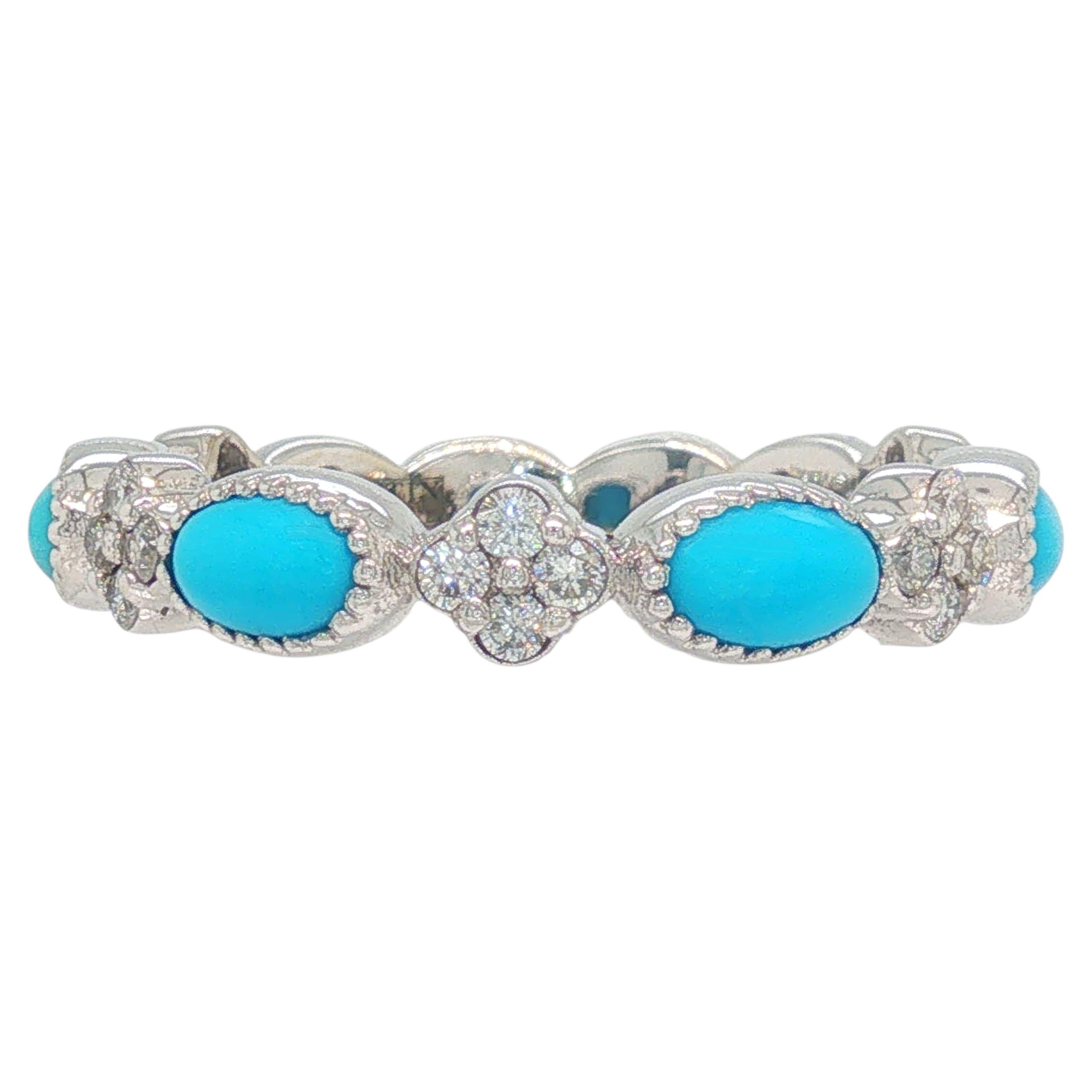 Eternity Band Ring - Turquoise Diamond in 14K White Gold