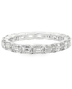 Eternity Band Ring with 1.98 Carat Emerald Cut Diamonds in 18K White Gold