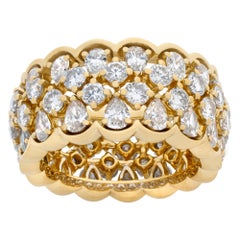 "Eternity" Band Ring with Approximately 5 Carats Full Cut Round Brilliant & Pear