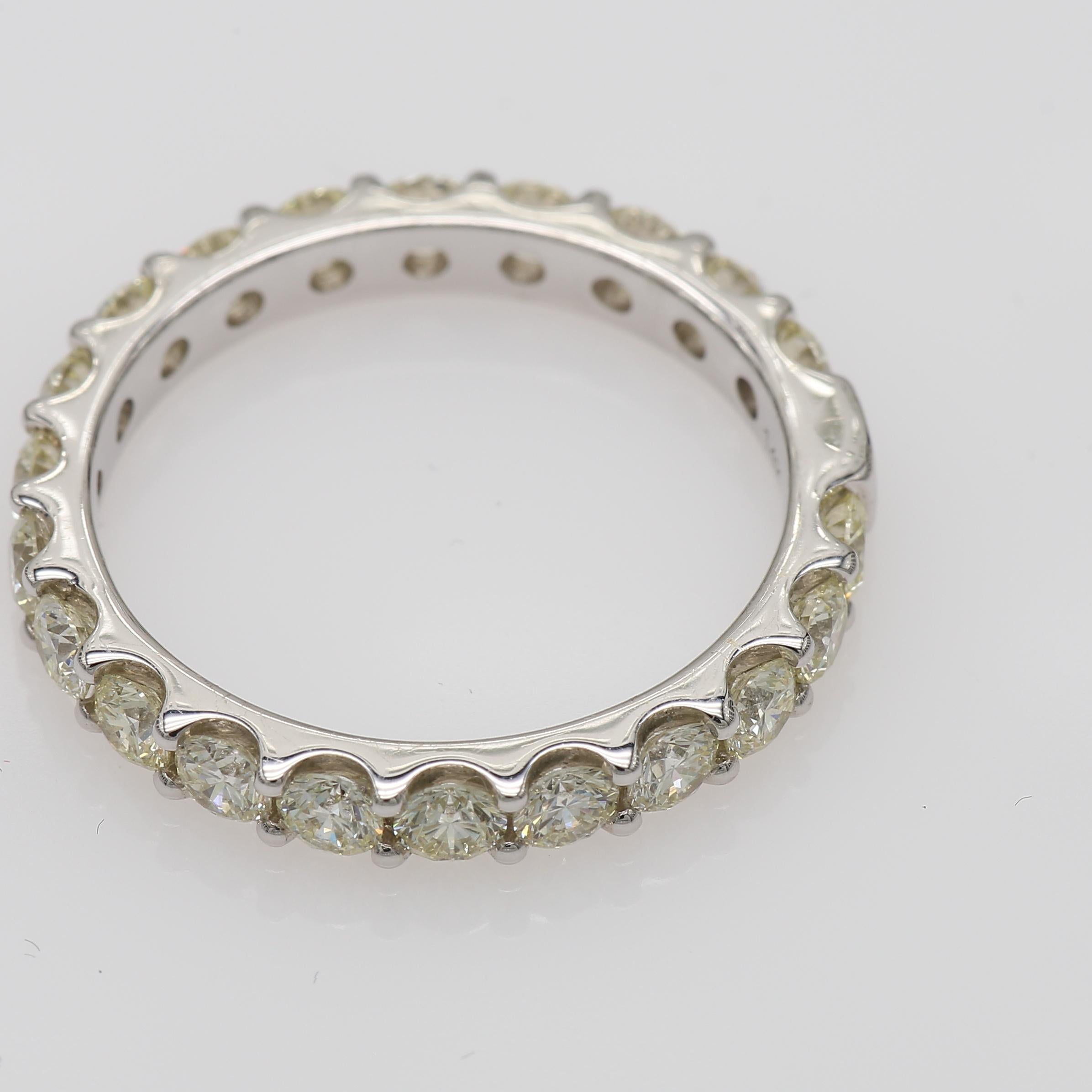 Round Cut Eternity Band Ring with Round Diamonds 1.72 Carat in White Gold For Sale