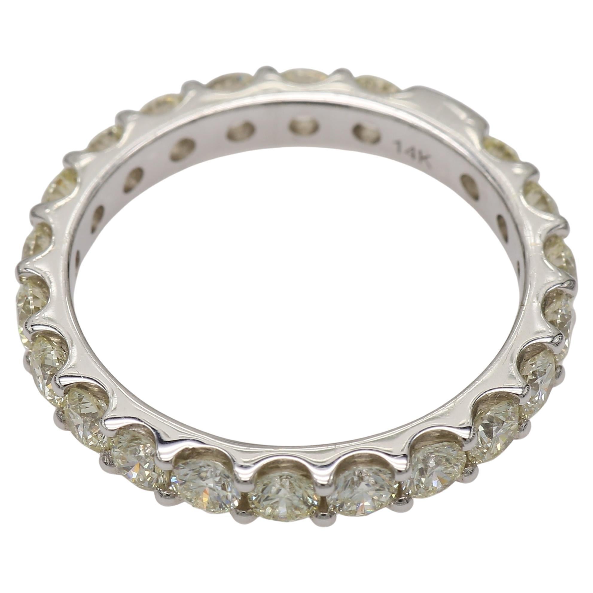 Eternity Band Ring with Round Diamonds 1.72 Carat in White Gold For Sale