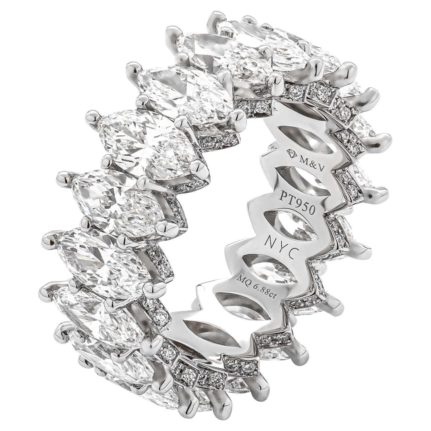 Eternity Band with 6.88 Carat Marquise Cut Diamonds For Sale