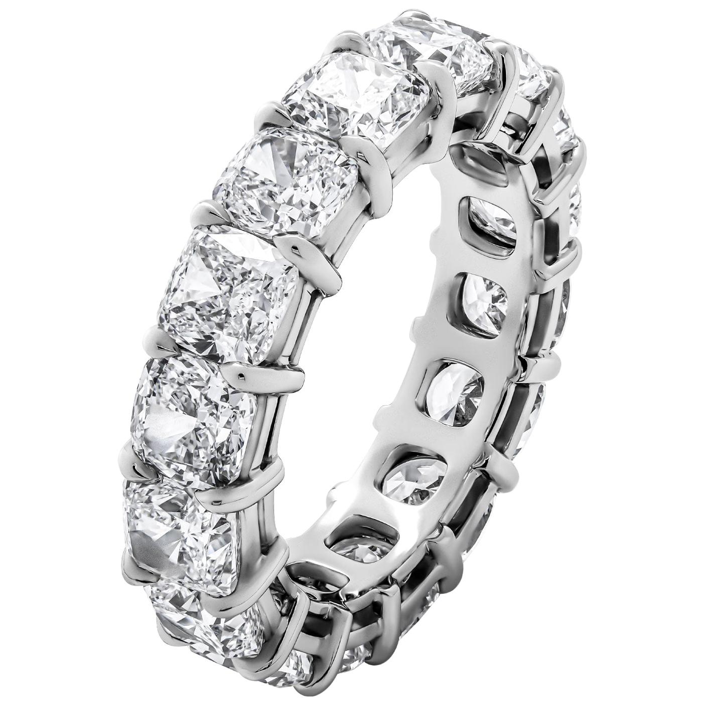 Eternity Band with 8.59 Carat Cushion Cut Diamonds For Sale