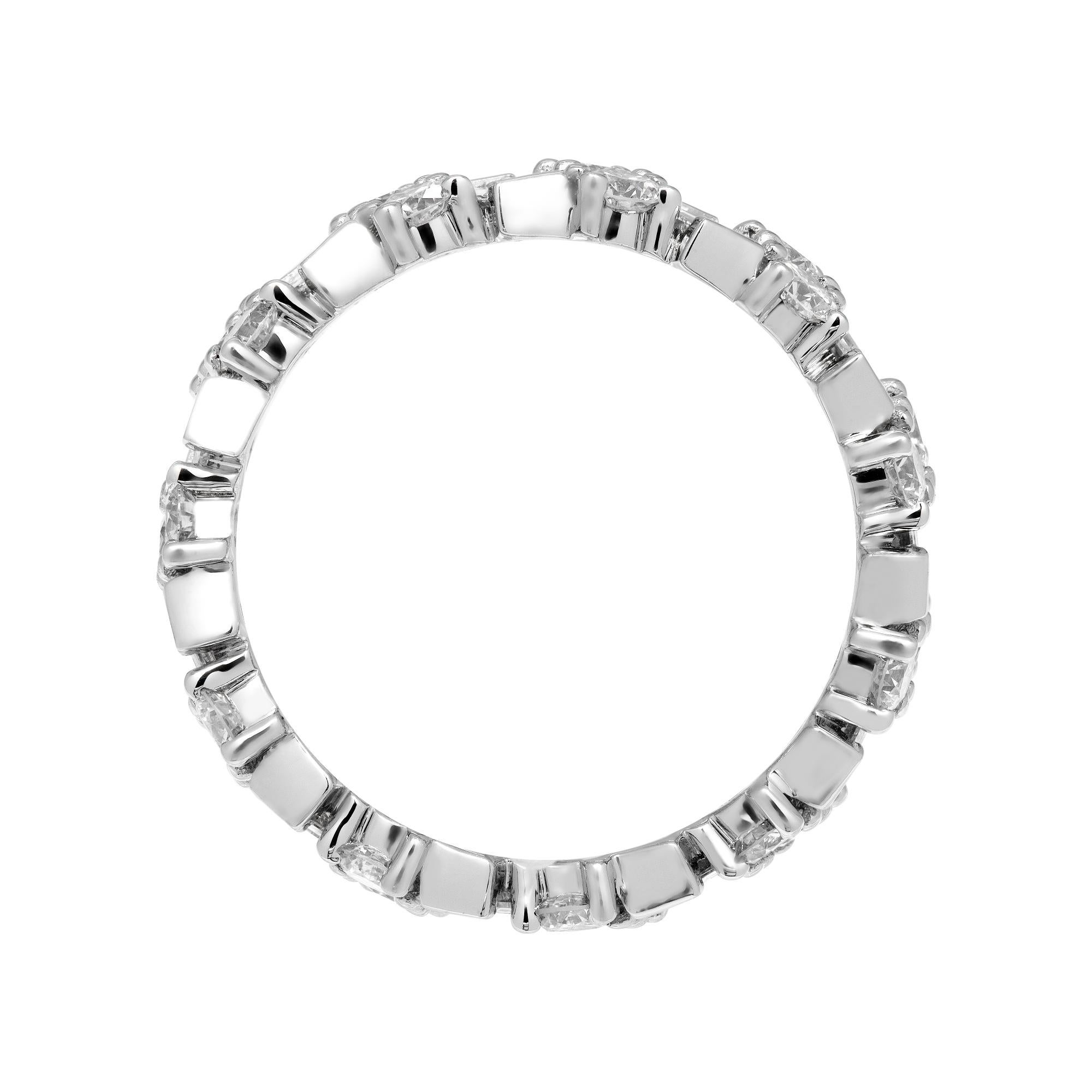 Baguette Cut Eternity Band with Baguette and Round Diamonds For Sale