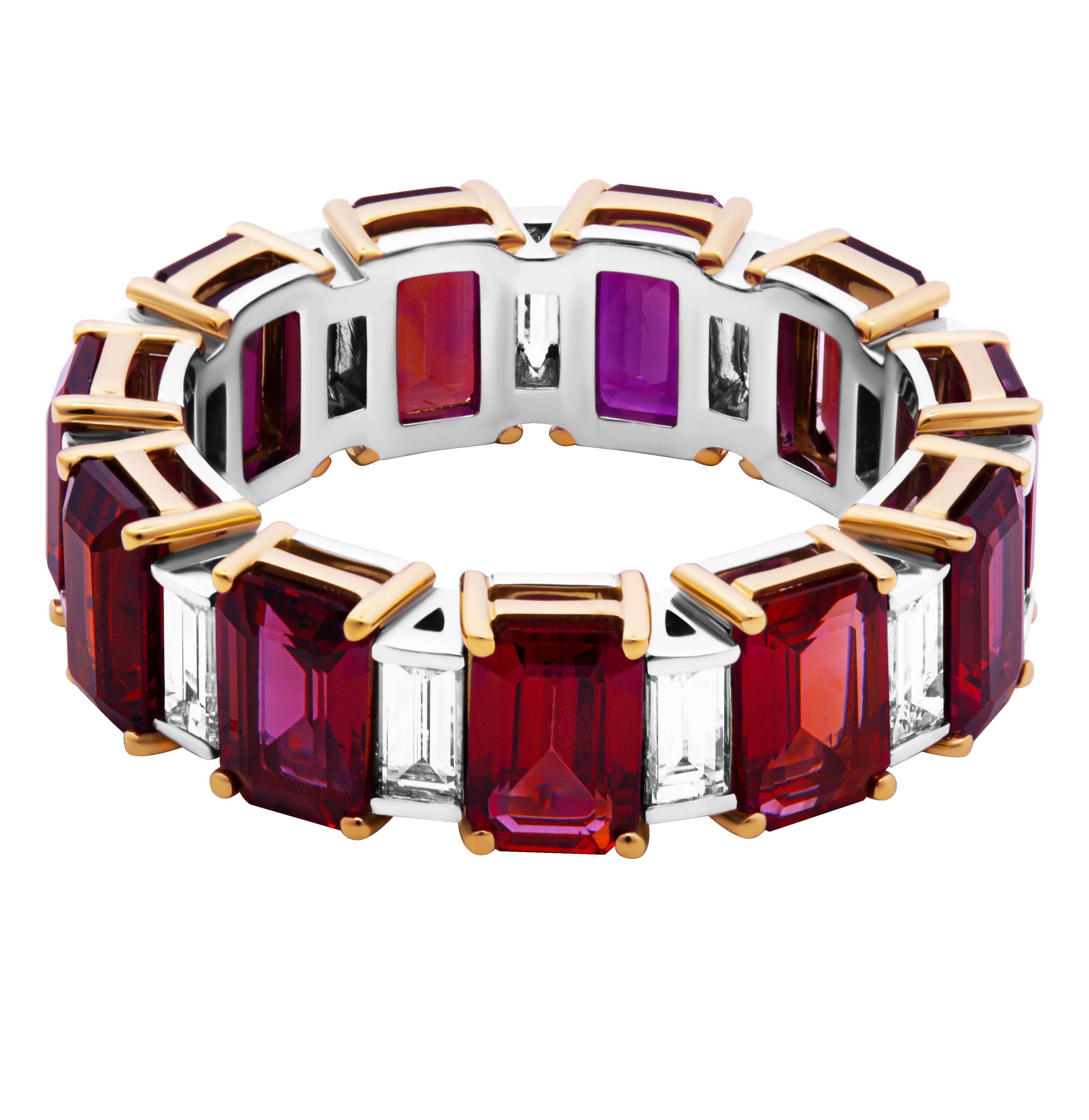 Modern Eternity Band with Diamond and Rubies For Sale