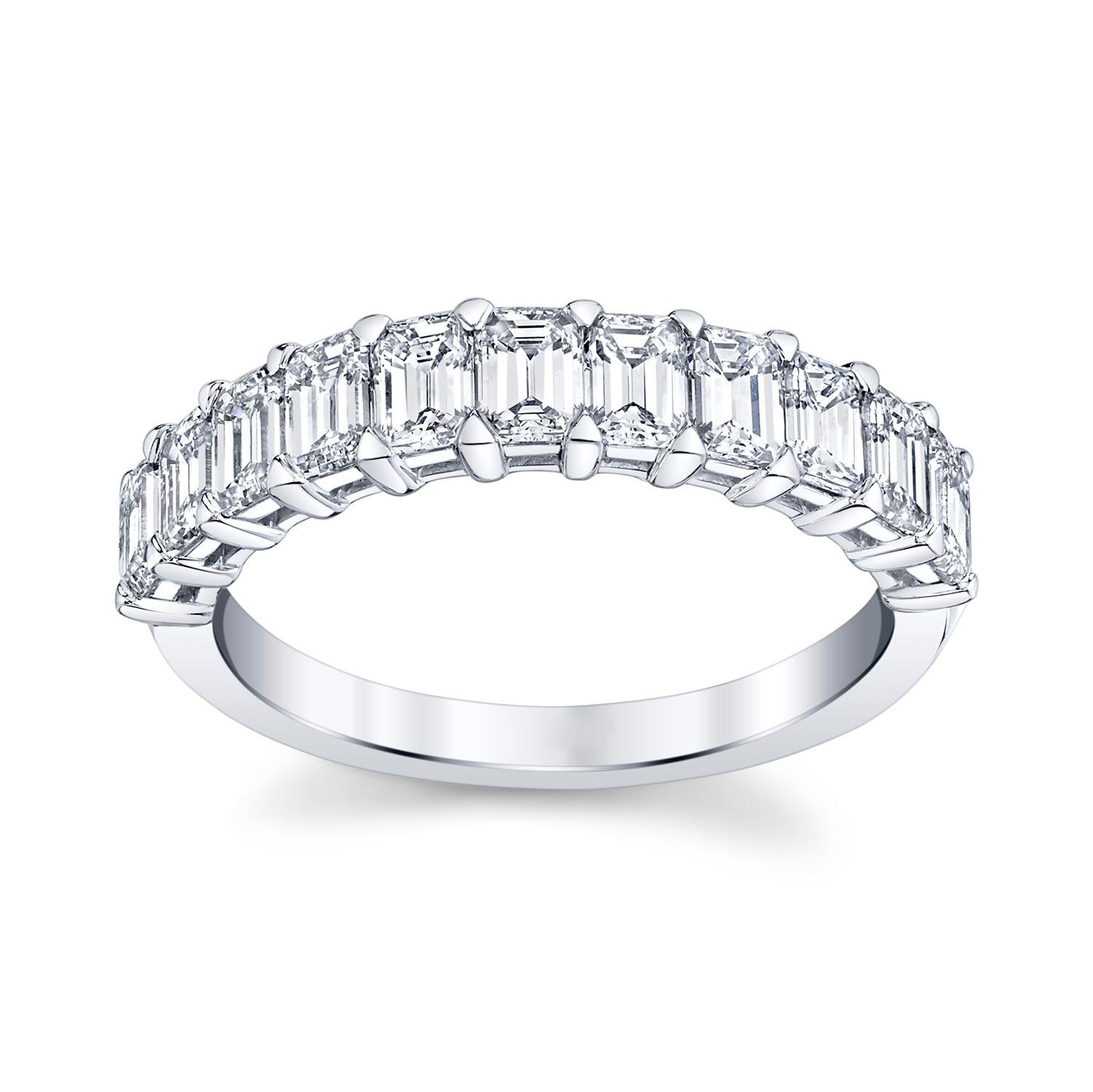 Modern Eternity Band with Emerald Cut Diamonds For Sale