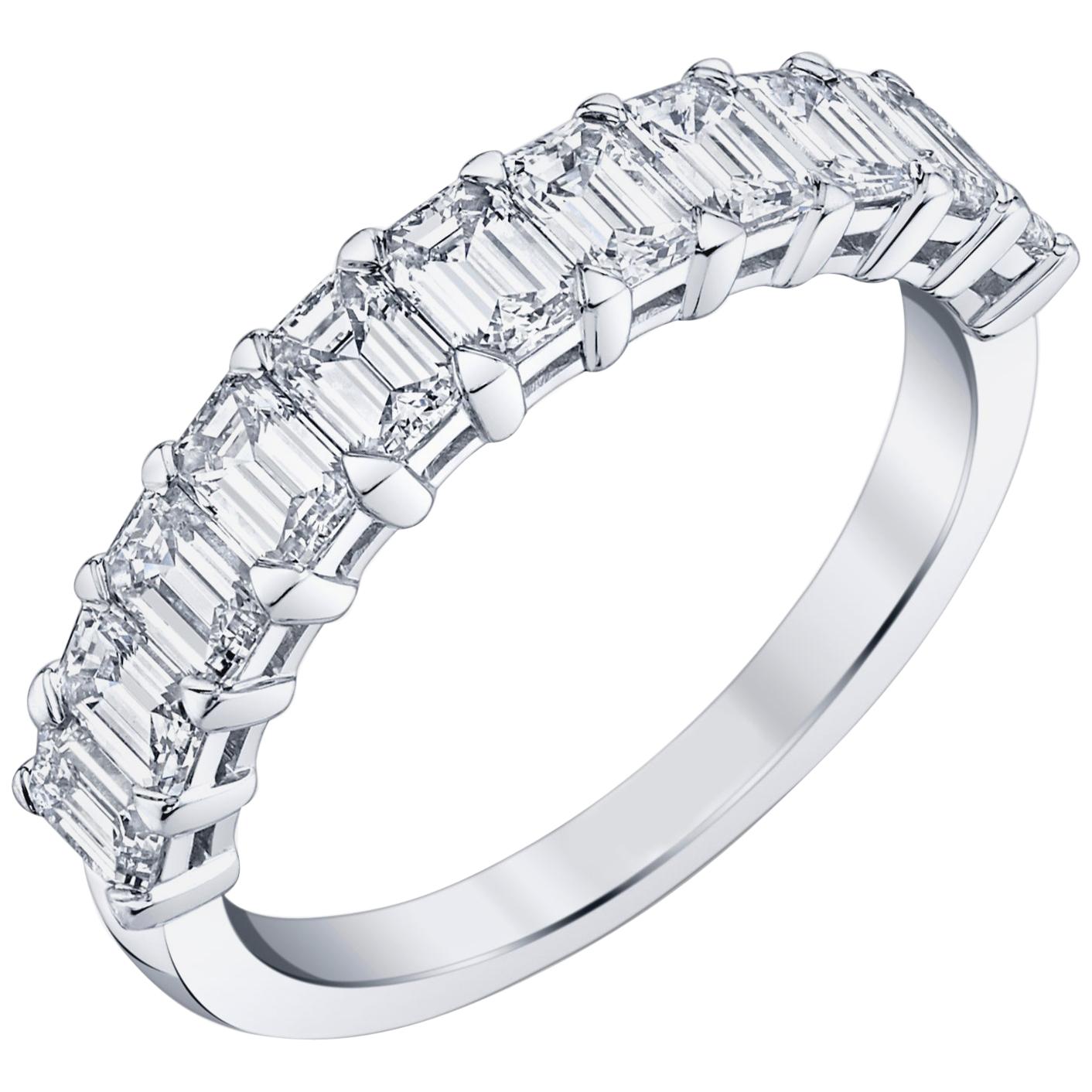 Eternity Band with Emerald Cut Diamonds For Sale