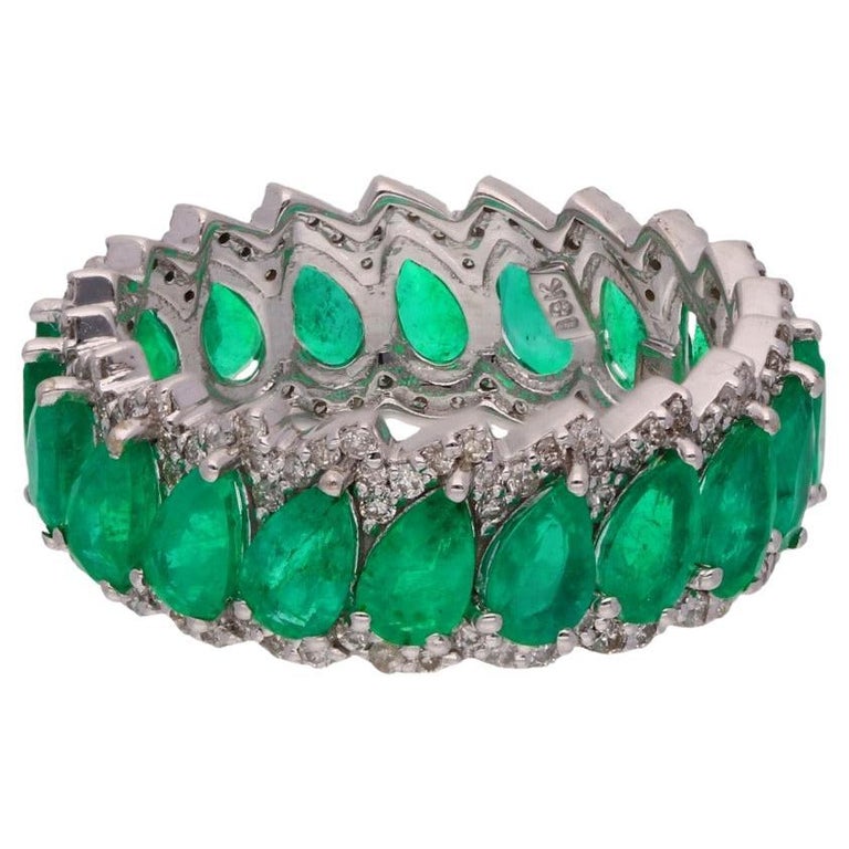 Eternity Band with Emeralds and Diamonds For Sale at 1stDibs