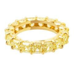 Eternity Band with Fancy Yellow Asscher Cut Diamonds 7.73ct