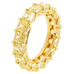 Eternity Band with Fancy Yellow Asscher Cut Diamonds 7.73ct
