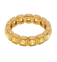 Eternity Band with Fancy Yellow Asscher Cut Diamonds