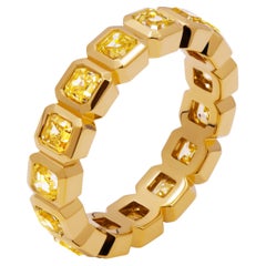 Eternity Band with Fancy Yellow Asscher Cut Diamonds