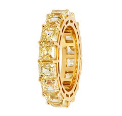 Eternity band with Fancy Yellow Asschers cut 0.60ct each