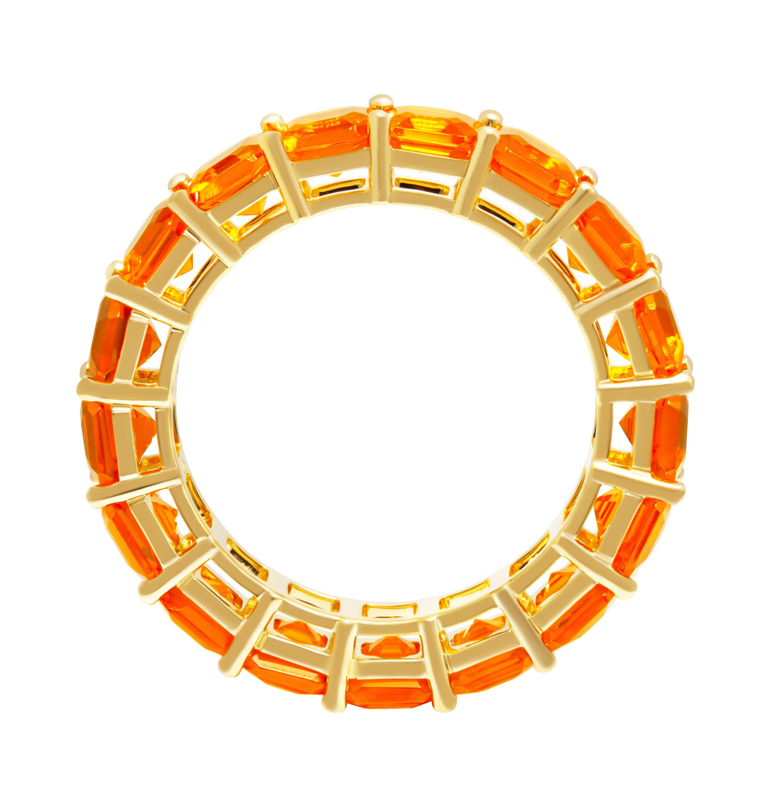 Asscher Cut Eternity Band with Fire Opals For Sale
