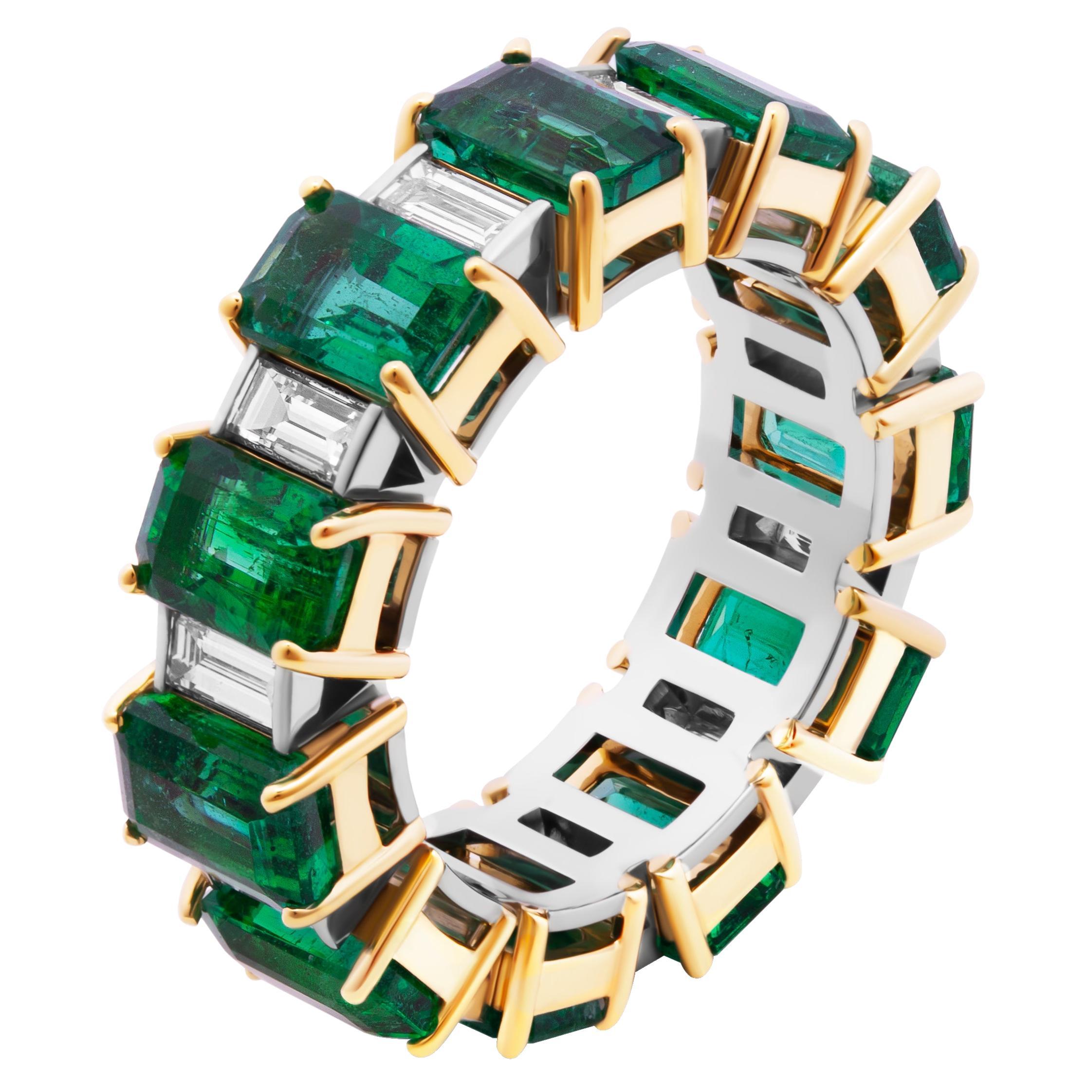Eternity Band with Green Emeralds and Diamonds